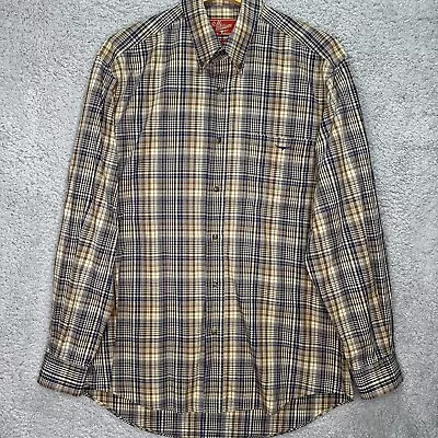 RM. Williams Men's Size L Brown/Blue Regular Plaid Long Sleeve Button Up Shirt. • $44.99