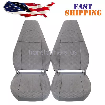 For 2003-14 Chevy Express GMC Savana Front Bottom & Top Seat Cover Pewter Gray • $105.79