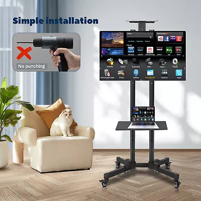 Universal TV Cart Mobile TV Stand Fit Most 32  To 75  Flat Or Curved TV Screens • $88.99