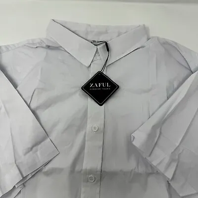 ZAFUL Men's Casual White Short Sleeve Shirt Button Up Size 3X NEW WITH TAGS • $12