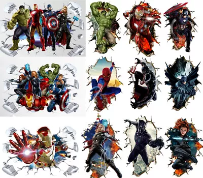 £12.98 • Buy 3D Marvel Avengers Hulk/SpiderMan/Venom Super Heros Smashed Wall View Sticker UK