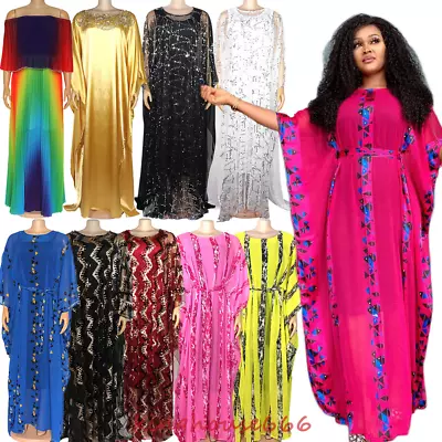 Moroccan Africa Women Sequins Maxi Dress Loose Abaya Party Gown Evening Kaftan • $41.04