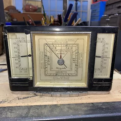 Vintage Fee & Stemwedel Airguide Barometer Weather Station 8.5  X 5.5  X 2.5  • $15