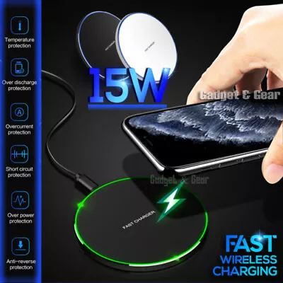 $14.99 • Buy 15W Qi Fast Charging Pad Wireless Charger For Google Pixel 7 6 5 Pro 4 XL 3 XL