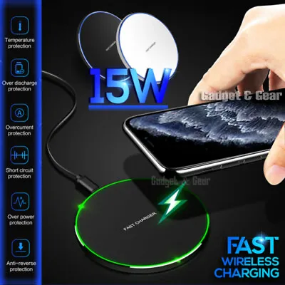 15W Qi Fast Charging Wireless Charger Samsung S8 S9 S20 S10 Note 8 9 10 Plus  • $14.99