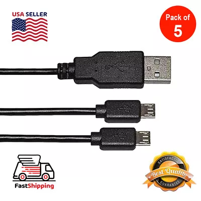 Universal Micro USB Y-Splitter Black Charging Cable - 16 Inch • $13.95