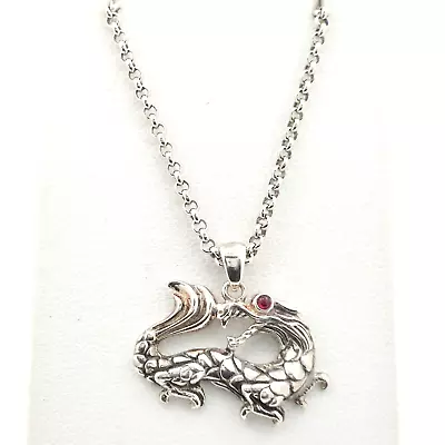 John Hardy Naga Dragon Ruby Eye Sterling Silver Necklace Retail $350 • $299