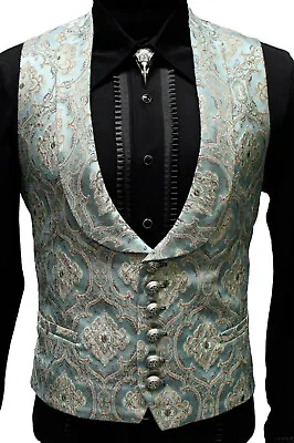 Shrine Monte Cristo Green Brocade Aristocrat Victorian Vampire Vintage Vest  • $99.32