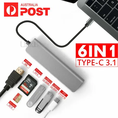 6in1 USB-C Type C HD Output 4K HDMI USB 3.0 HUB Adapter For MacBook Pro IPad Pro • $25.95