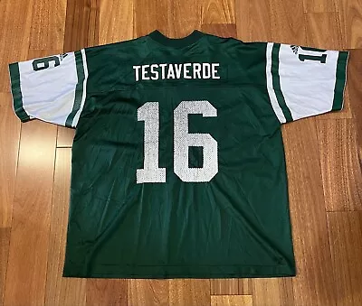 Vintage Adidas VINNY TESTAVERDE New York Jets Men NFL Team Replica JERSEY 2XL • $728.60