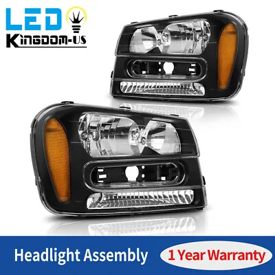 For Chevy Trailblazer 2002-2009 Black Housing Headlights Headlamps Amber Lamps • $79.99