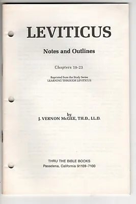 Leviticus Notes And Outlines Chapters 19-23 By J. Vernon McGee • $4
