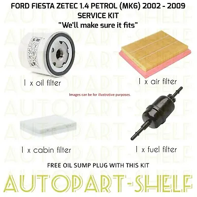 Ford Fiesta 1.4 Zetec 02-09 Service Kit Filters (mk6) Petrol Oil Air Fuel Cabin • £29.89