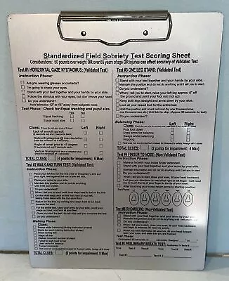Field Sobriety Test Scoring Sheet On Aluminum Metal Clipboard Ontario Police/OTS • $43.99
