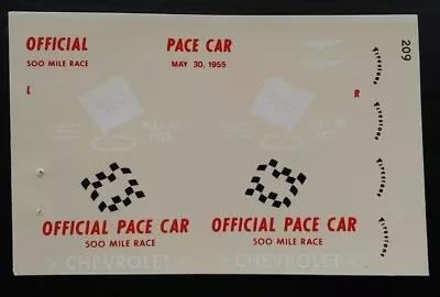 Fred Cady | No. 209 | 1:25 55 Chevrolet Indianapolis 500 Pace Car Decals • $15