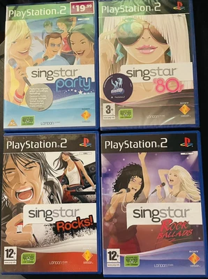 £10 • Buy 4x PS2/ Playstation SingStar Games: Party, 80’s (sealed), Rocks!, Rock Ballads