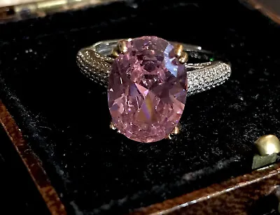 £9.99 • Buy Vintage Style Pink Gemstone Ring 18K White Gold Plated
