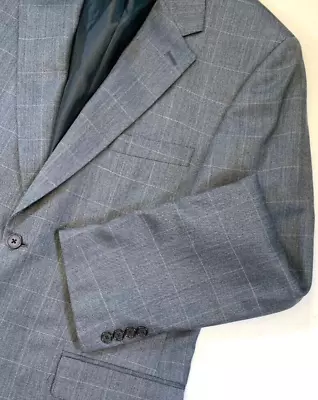 Plaid Silk Wool Blazer Mens 42R Meeting Street Jacket Windowpane Sport Coat • $54.88