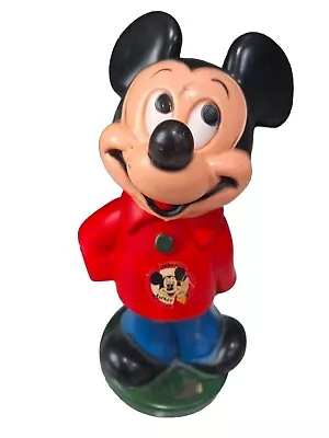 Vintage Walt Disney Co. Mickey Mouse Childrens Coin Bank Plastic 11” With Plug • $12