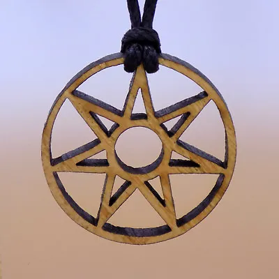 Wooden 7 Pointed Star Game Of Thrones Faith Pendant & Black Cord Necklace Symbol • $12.99