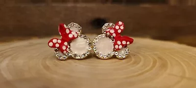  S925 Mouse Bow Rhinestone Stud Earrings ( SILVER) • $8.99