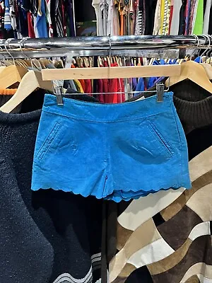 Vintage I Love H81 Turquoise Blue Suede Leather Mini Shorts Size 26 NWT • $24.99