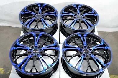 Kudo Racing Defuse 16x7 5x100 5x114.3 Black W/Blue Polish Face Wheels Rims Civic • $649