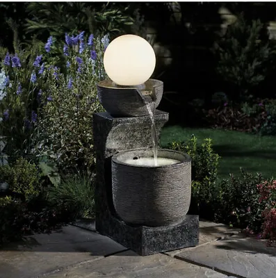 £175 • Buy Cascading Bowl Water Feature Globe Light 80 Cm Garden Fountain Ornament