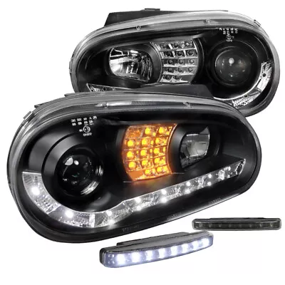 For Black VW Cabrio Projector LED Signal Headlights+8-LED Bumper Fog Lamps DRL • $190.95