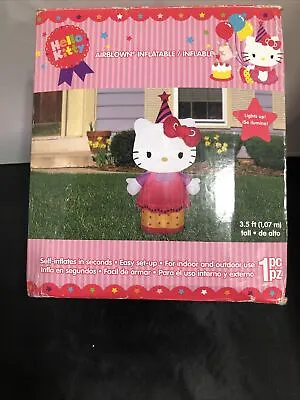 $199.95 • Buy Rare Gemmy 3.5 Ft.Inflable Hello Kitty Birthday Airblown 2014 Retired