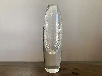 Glass Vase Seguso Style Crackled Inside Handblown Original Polished Base Vtg • $79.97