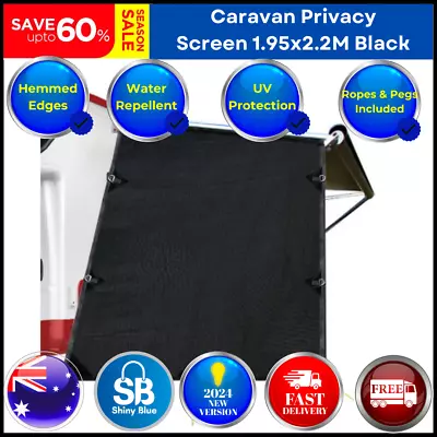 Black Caravan End Wall Privacy Screen RV Sunscreen Sun Shade Roll Out Awning • $58.97