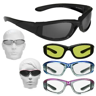 Motorcycle Transitional Sunglasses Photochromic Biker Wrap Foam Pad Day Night  • $49.99