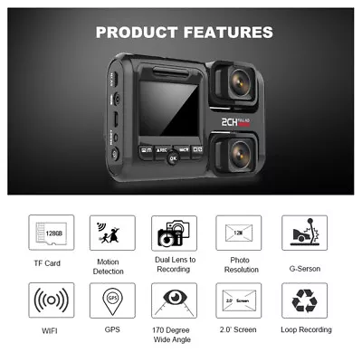 Car Dvr Video Recorder Cam Dual Cameras With Gps Wifi Dash Cam For Taxi Drivers • $159