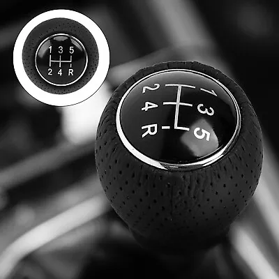 Universal 5 Speed Car Manual Gear Stick Shift Knob Shifter Lever Leather Black • $12.34