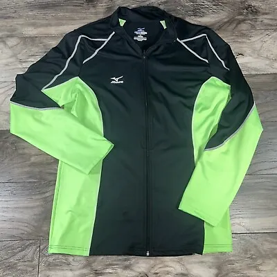 Mizuno Track Jacket DryLite Womens XL Black & Lime Green Lightweight Performance • $16.97