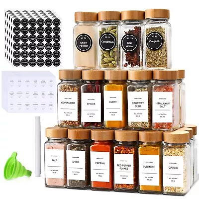 36Pcs 4Oz Spice Jars With Labels Glass Spice Jars With Bamboo Lids Shaker Lids • $51.81
