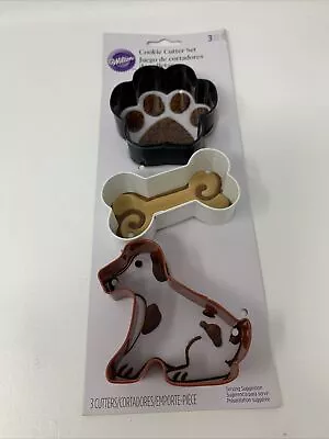 Cookie Cutter: Metal Wilton 3-pc Cookie Cutter Set (paw Print Bone Dog) • $11.95