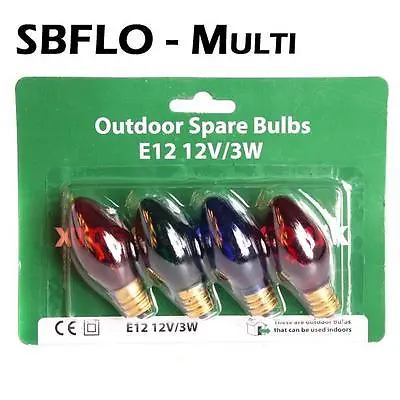 £9.99 • Buy Spare Bulbs Garden Lights  - Pack Of 4 Multi Coloured E12 12V/3W 30002