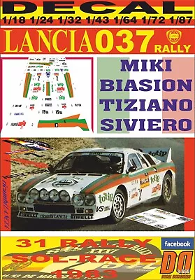 Decal Lancia 037 Rally Totip M.biasion R.sol-race 1983 Winner (06) • £18