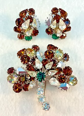 Vintage Austrian Crystal Set Brooch/ Pin & Clip Earrings- Marked Austria • $60