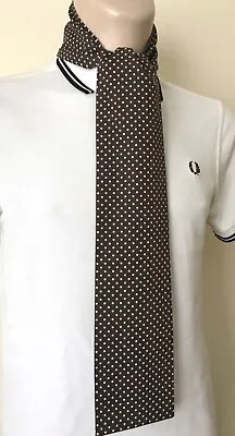 Skinny Brown & White Polka Dot Design Cotton Handmade Mod Scarf Retro  • £9.95