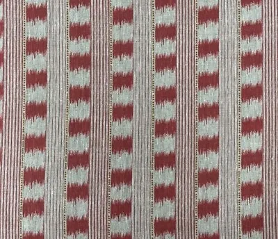 Linen Fabric Dakkar Stripe  Red Curtain Blind Upholstery Cushion • £2.84