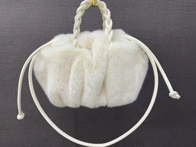 Leather Mink Fur Pleated Cloud Bag • $28.99