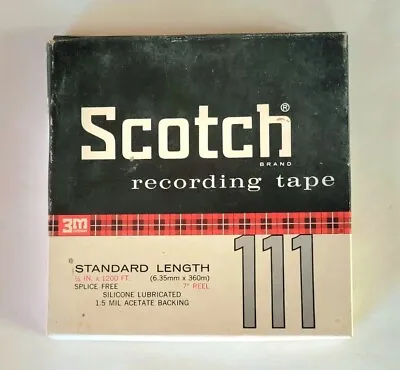 Scotch 111 3M Acetate Magnetic 7  Recording Blank Tape Reel-To-Reel 1200' 1/4   • $14.99