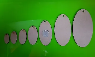 OVAL MDF Wood Shapes Laser Cut 3mm MDF Size Options Craft • £3.99