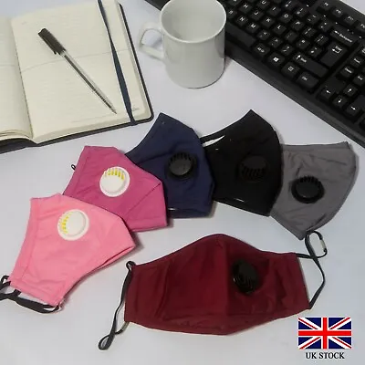 Washable Reusable Cotton Fabric Face Mask With Respirator & 2 X PM 2.5 Filters • £59.86