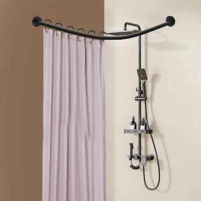 L Shaped Shower Curtain Rod Stainless Steel Bathroom Shower Pole Rail Adjustable • $42.75