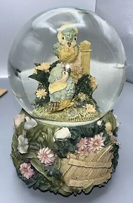 Berkley Design Musical Water Globe Blue White Birds Courting Plays Edelweiss • $18