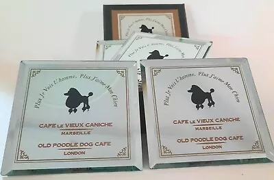 4 Restoration Hardware MIRROR POODLE Coasters Old Poodle Dog Cafe New In Box 4.5 • $78